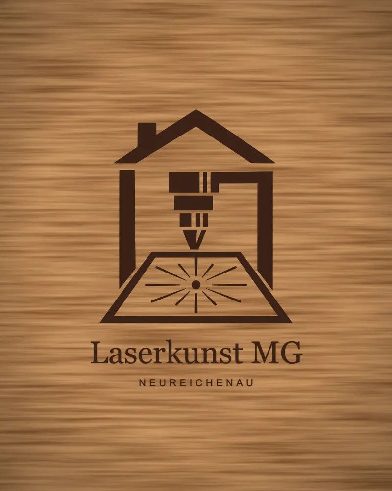 Das Logo von Laserkunst MG als Gravur auf Holz